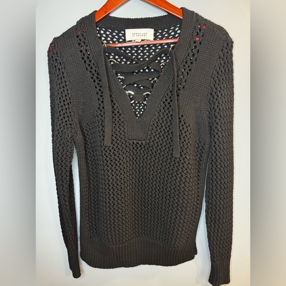10 Crosby Derek Lam 100% Cotton Black Lace-Up Sweater | Size Medium - Picture 3 of 7
